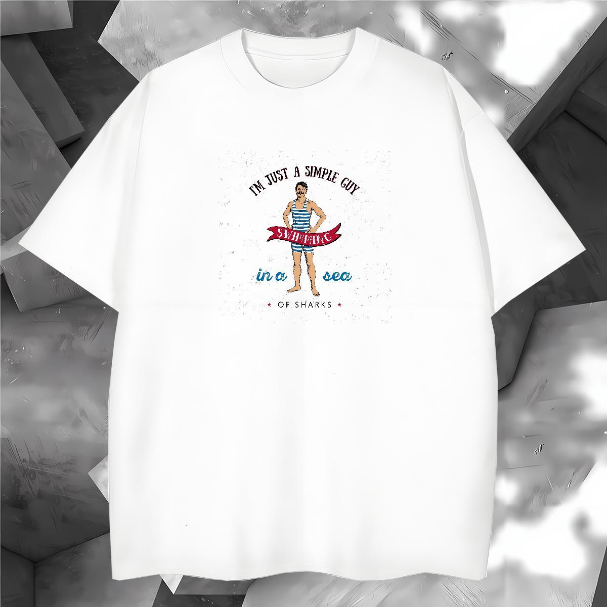 T Shirts Men 230g 100% Cotton person Sport Breathable Short Sleeve Floral Print Tshirts New Unisex Tees