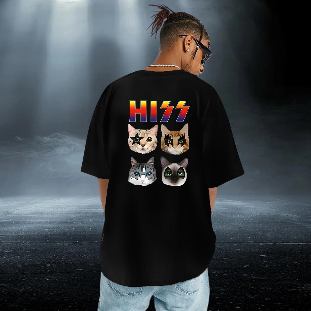 Fashion New T-Shirts 100% Cotton 230g cat Casual Daily Wear Tee Shirt Short Sleeve Soft Unisex Men Tshirts Anime