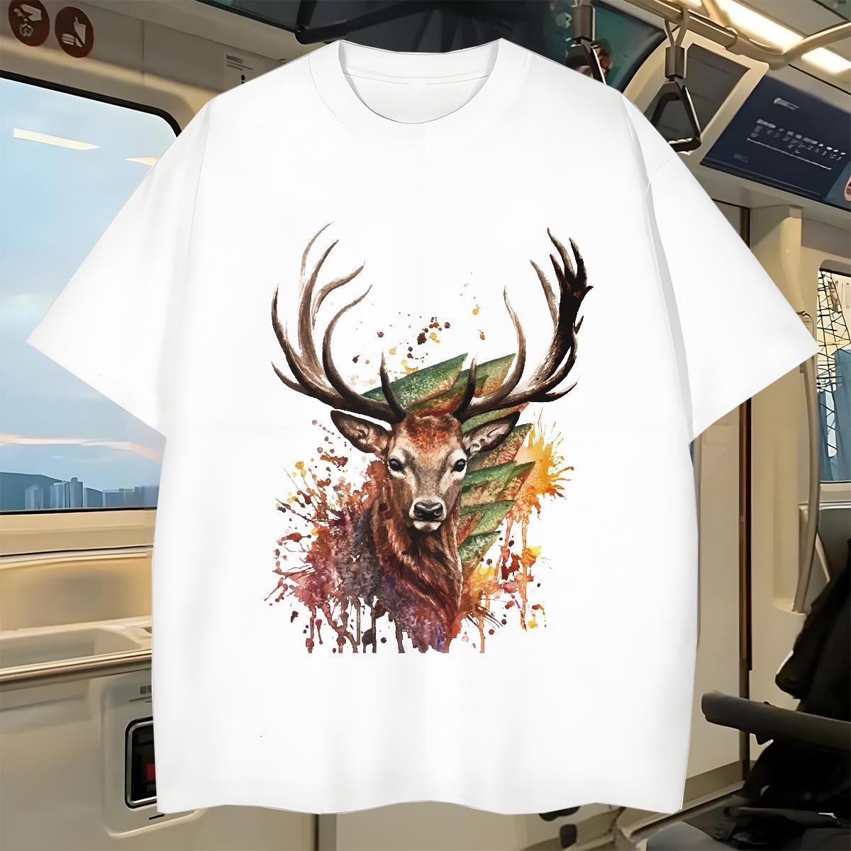 2024 Designer T Shirt For Man 100% Cotton 230g Deer Spring Summer Tops Tees Pure Cotton Free Shipping Men Tshirts Customized Print
