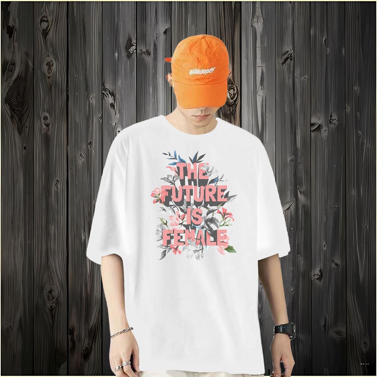 Factory Direct T-Shirts 230g Pure Cotton flower Street Wear Tees Shirts Breathable Soft Cool Design Men Tshirts Black White