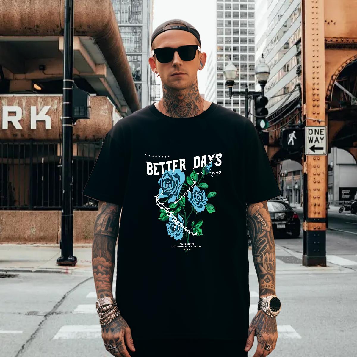 T shirt 100% Cotton 230g flower Spring Summer O Neck Short Sleeves Oversized Men Clothes T-Shirt Designer Fashion Unisex Tee Shirt