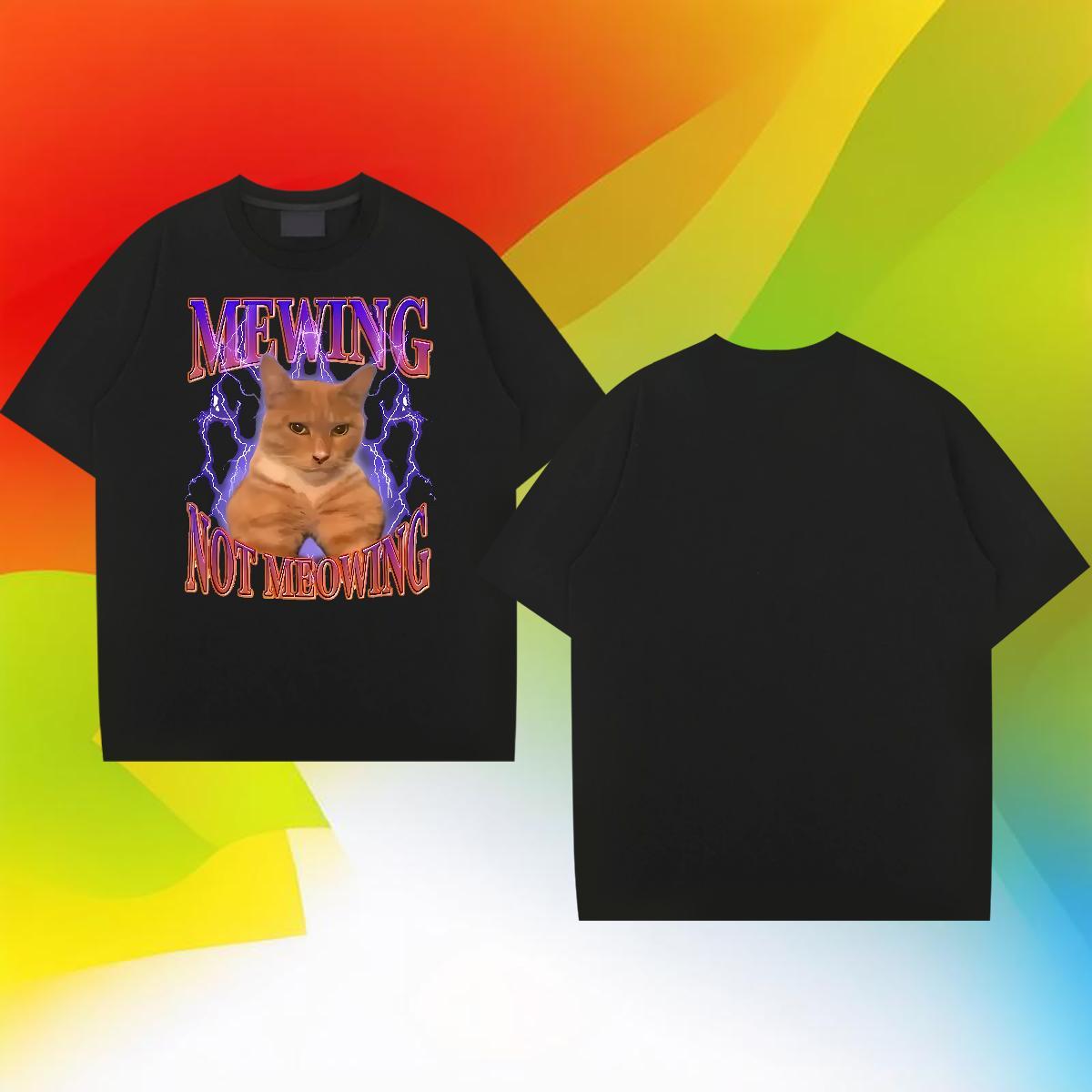 2024 New T Shirts Men 230g Pure Cotton cat Summer Casual Top Tees Breathable Soft Popular Tshirts Custom Printing