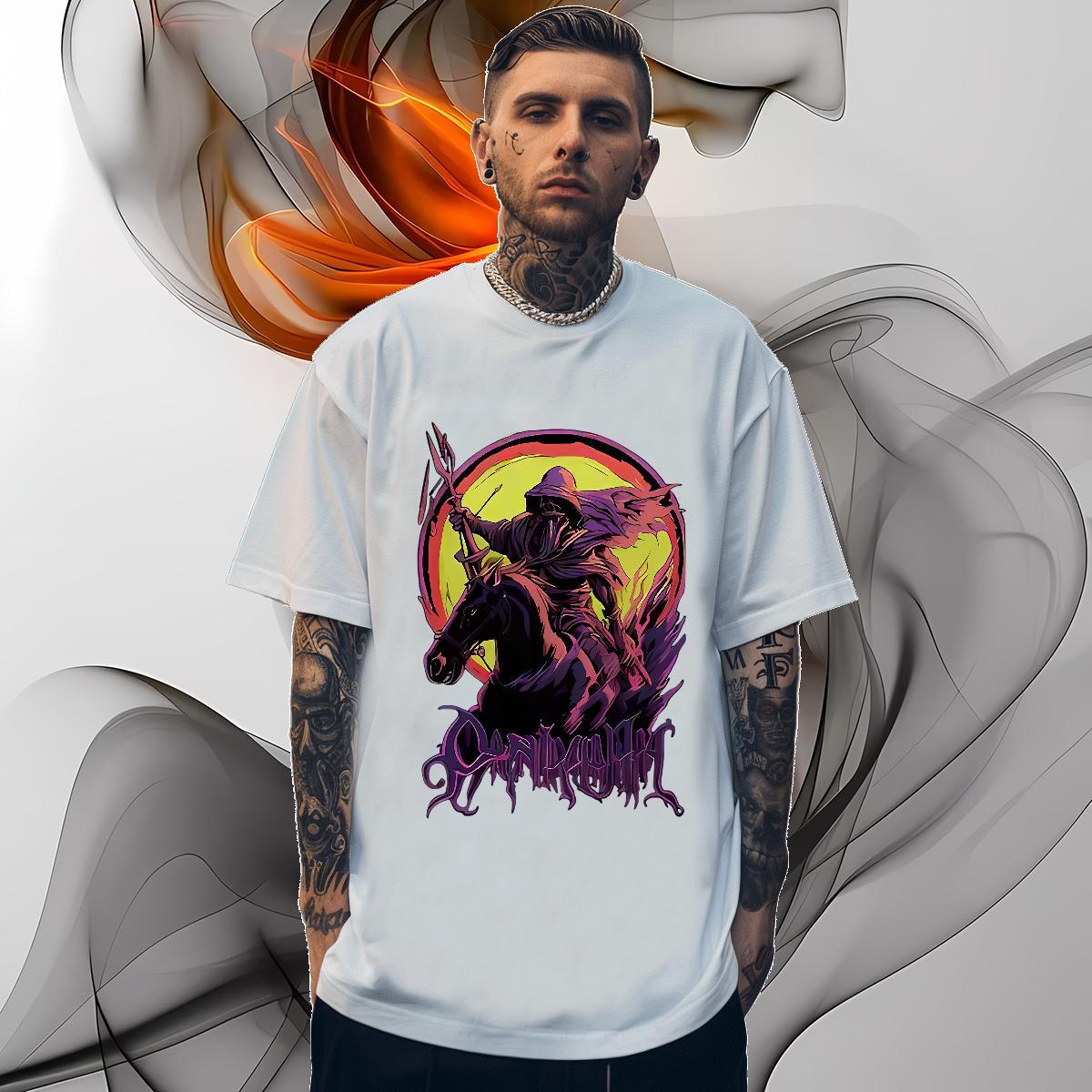 Free Shipping T Shirt For Man 230g Pure Cotton horse Outdoor Wear Crew Neck Soft Mens Tshirts Custom Print Plus Size