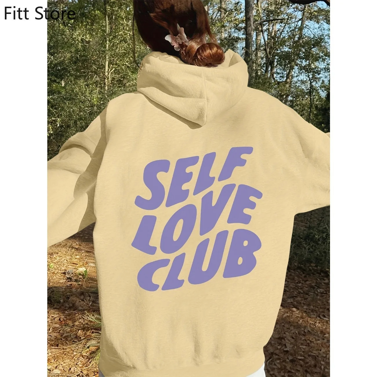 Hoodies Letter Print Hoodie Drawstring Casual Hooded Sweatshirt for Fall Spring Womens Clothing 240806
