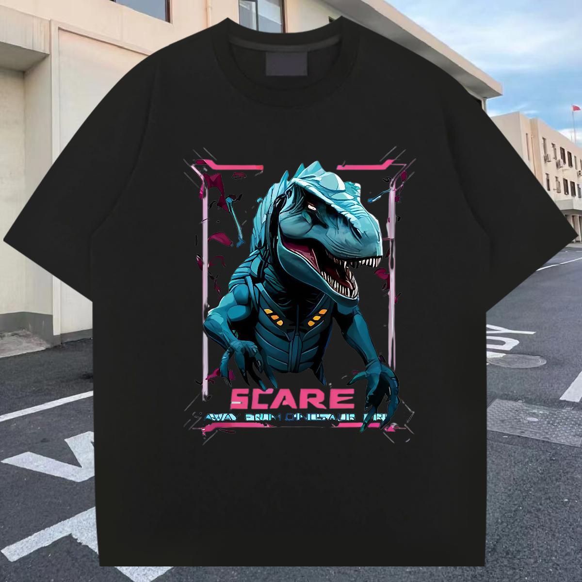 Unisex Tshirts 230g Cotton Hip Hop dinosaur Custom Printing Breathable Soft Casual New Man T Shirts Wear