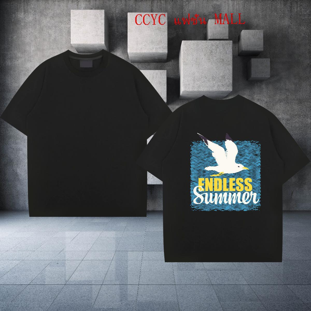 Casual New Men T Shirts 230g Cotton bird High Street Hip Hop Top Tees Breathable Loose Tshirts Black White