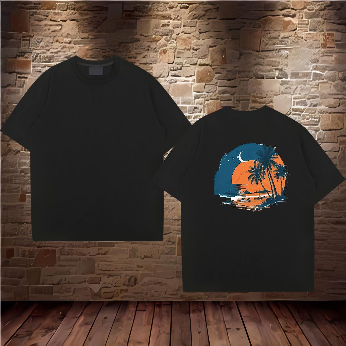 New Men T Shirts 230g 100% Cotton beach Street Casual Wear O Neck Short Sleeves Loose Tshirts White Plus Size