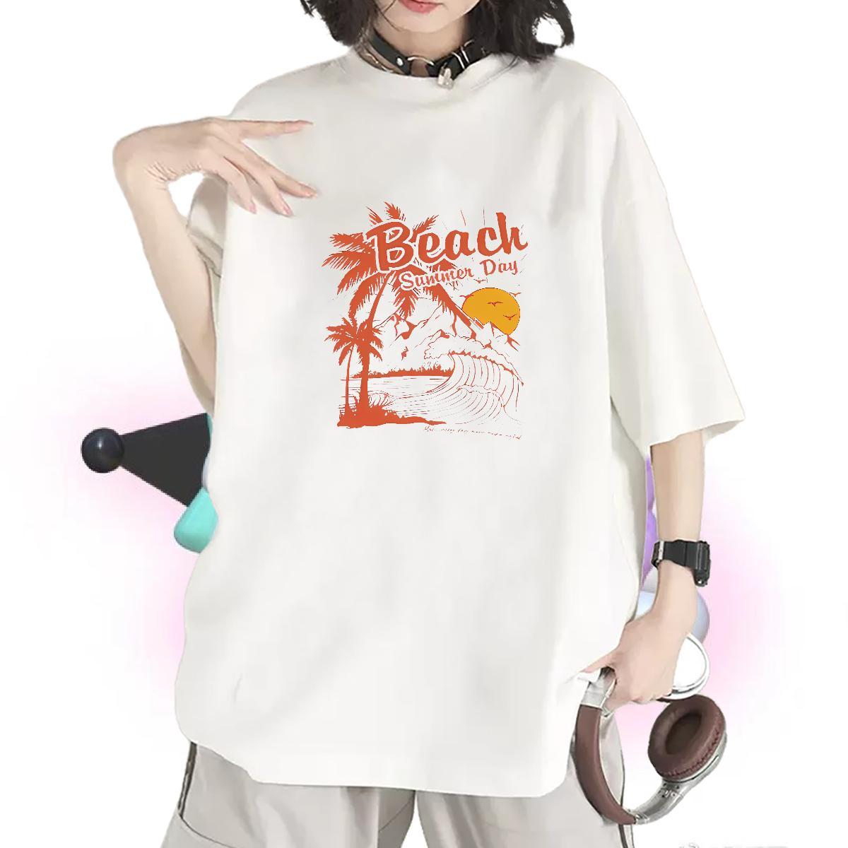 Comfortable Women T Shirts Breathable Short Sleeve Couples T Shirts DIY Anime sea Daily Wear 230g Pure Cotton Fashion New Tshirts