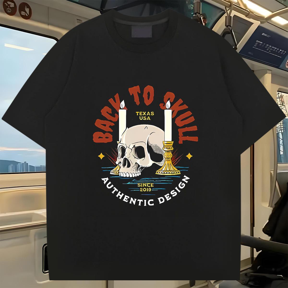 Custom Men T Shirts 230g Pure Cotton halloween Spring Summer Tees Shirts Breathable Soft Loose Fit Men Clothes T-Shirt Black Oversized