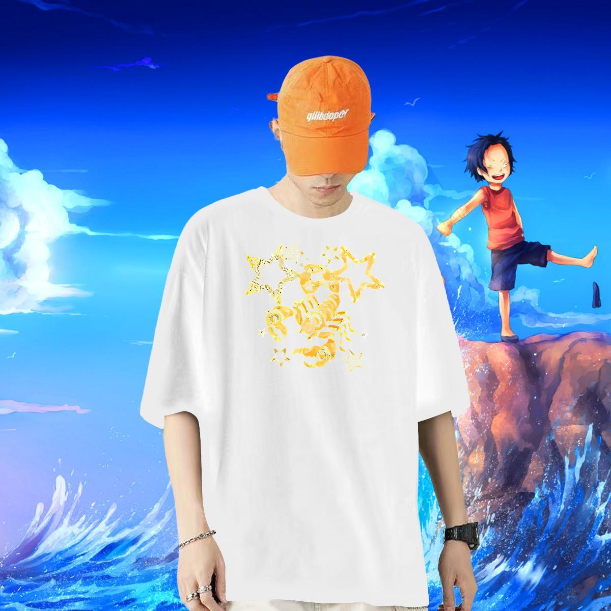 Fashion Mens T Shirts 230g 100% Cotton scorpion Outdoor Tops Crew Neck Breathable Loose Men Tees Plus Size Custom
