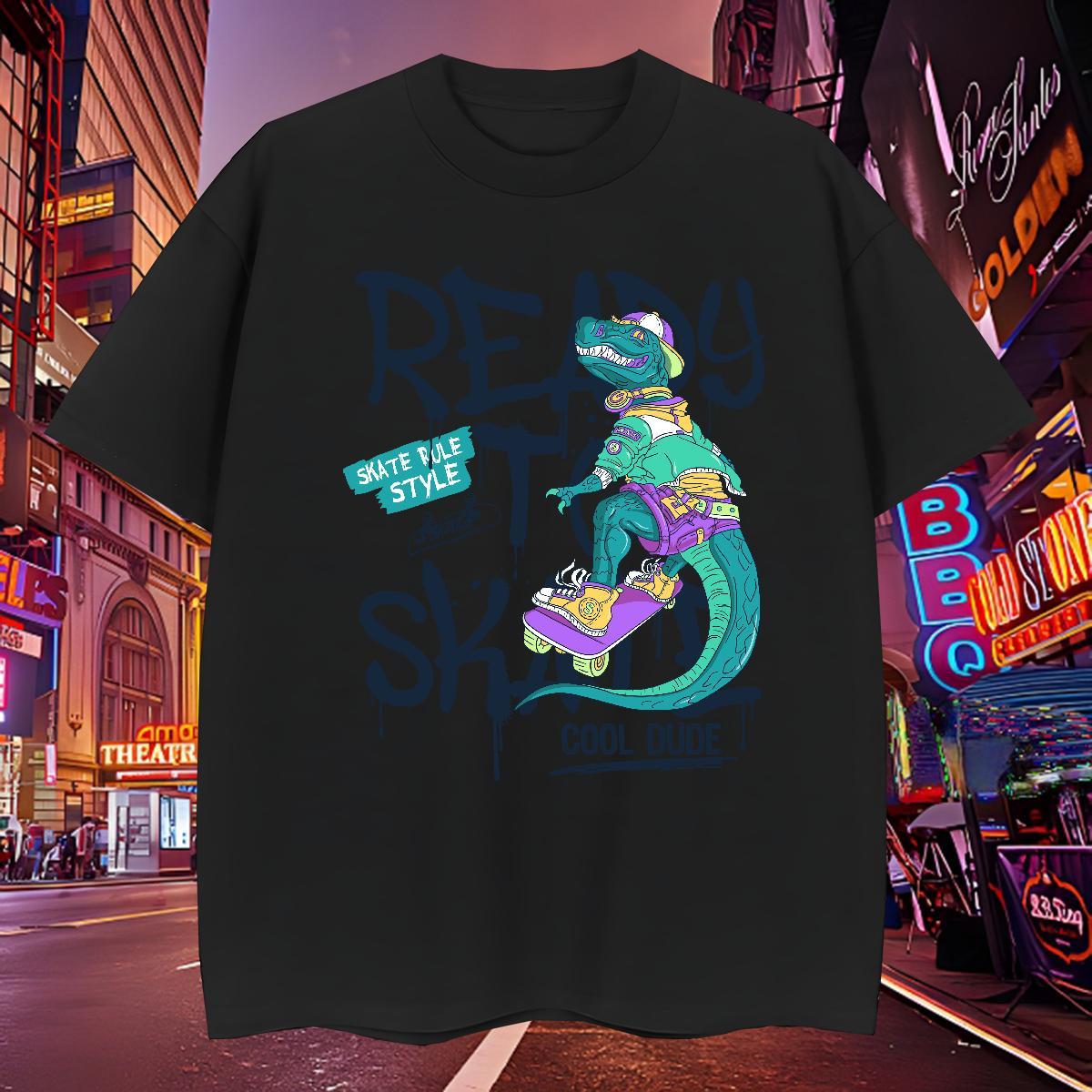 Loose Fit Tshirt for Man Woman 230g 100% Cotton dinosaur Men T Shirts Casual Daily Wear O Neck Short Sleeves DIY 2024 Designer Tops Tees