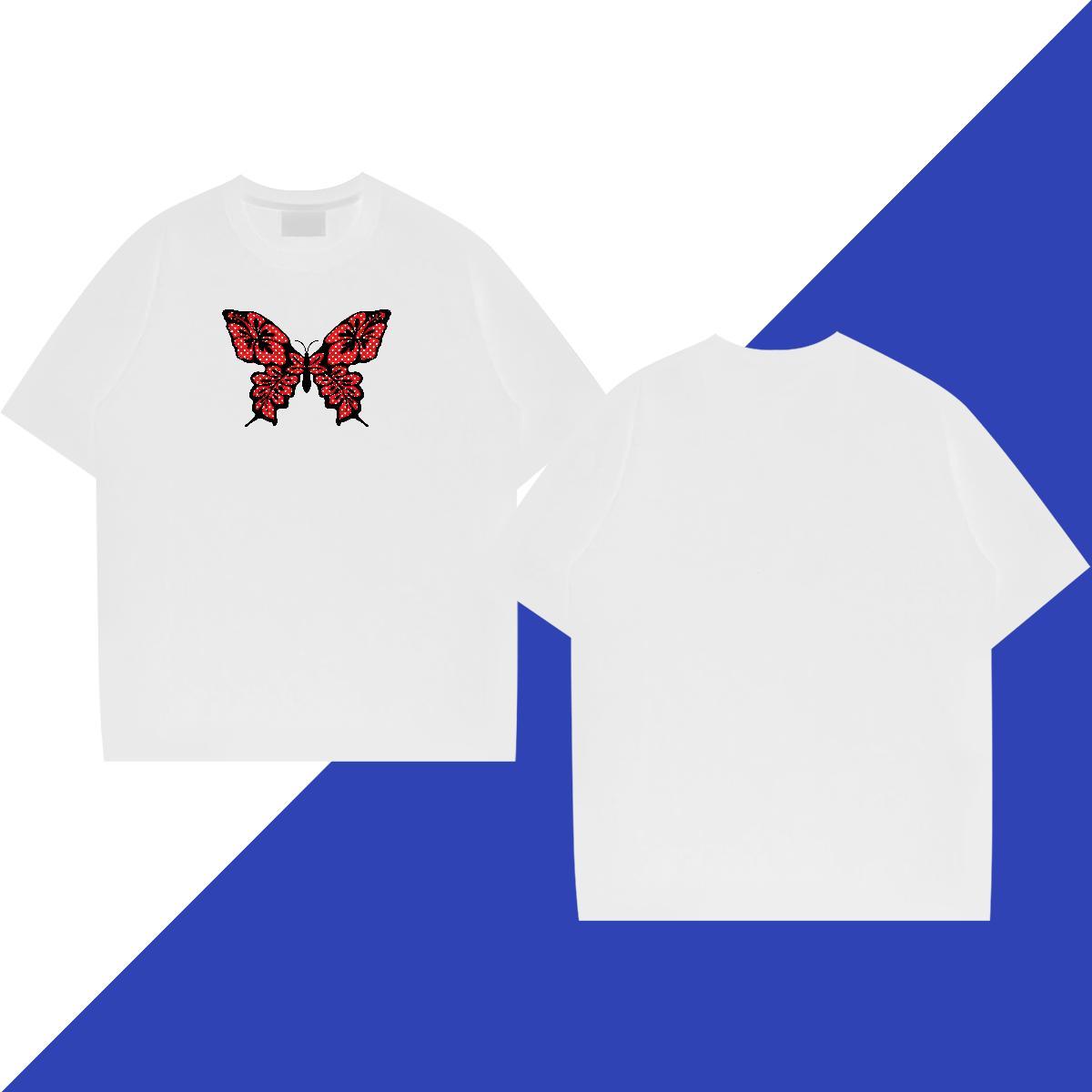 Classic Men Tops Tees 100% Cotton 230g Street wear Hip Hop Butterfly Black Oversized O Neck Short Sleeves Fashion Designer Mens T Shirts Tshirts