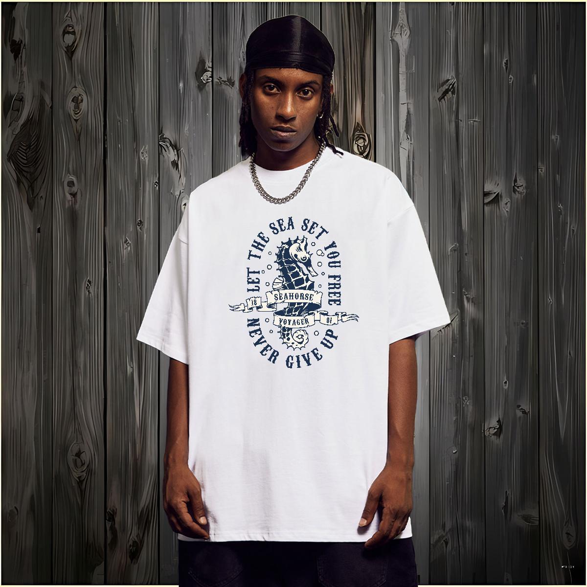 2024 DIY Mens T Shirts 230g Pure Cotton sea house Casual Daily Wear Tees Shirts Crew Neck Breathable Designer Men Clothes T-Shirt Custom Print Oversiz