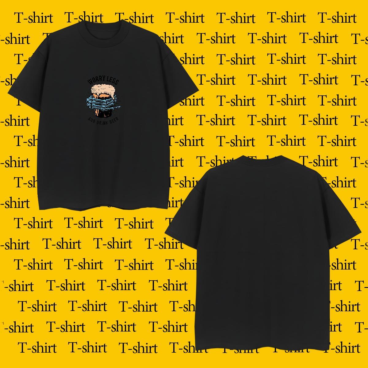 Brand Men Tops Tees 100% Cotton 230g summer Mens T Shirts Sports Casual O-Neck Short Sleeve Skull Custom Wear