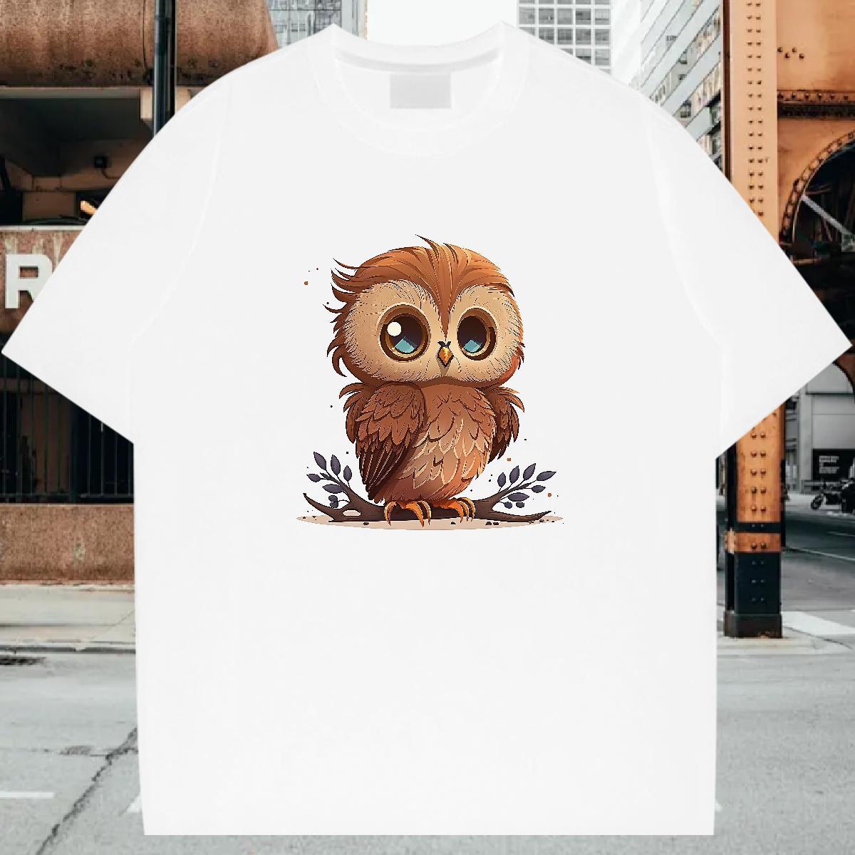 Men T Shirts 230g Cotton Owl Casual Beach Breathable Short Sleeve DIY Logo Oversized Couples T Shirts 2024 DIY Comfortable Polos