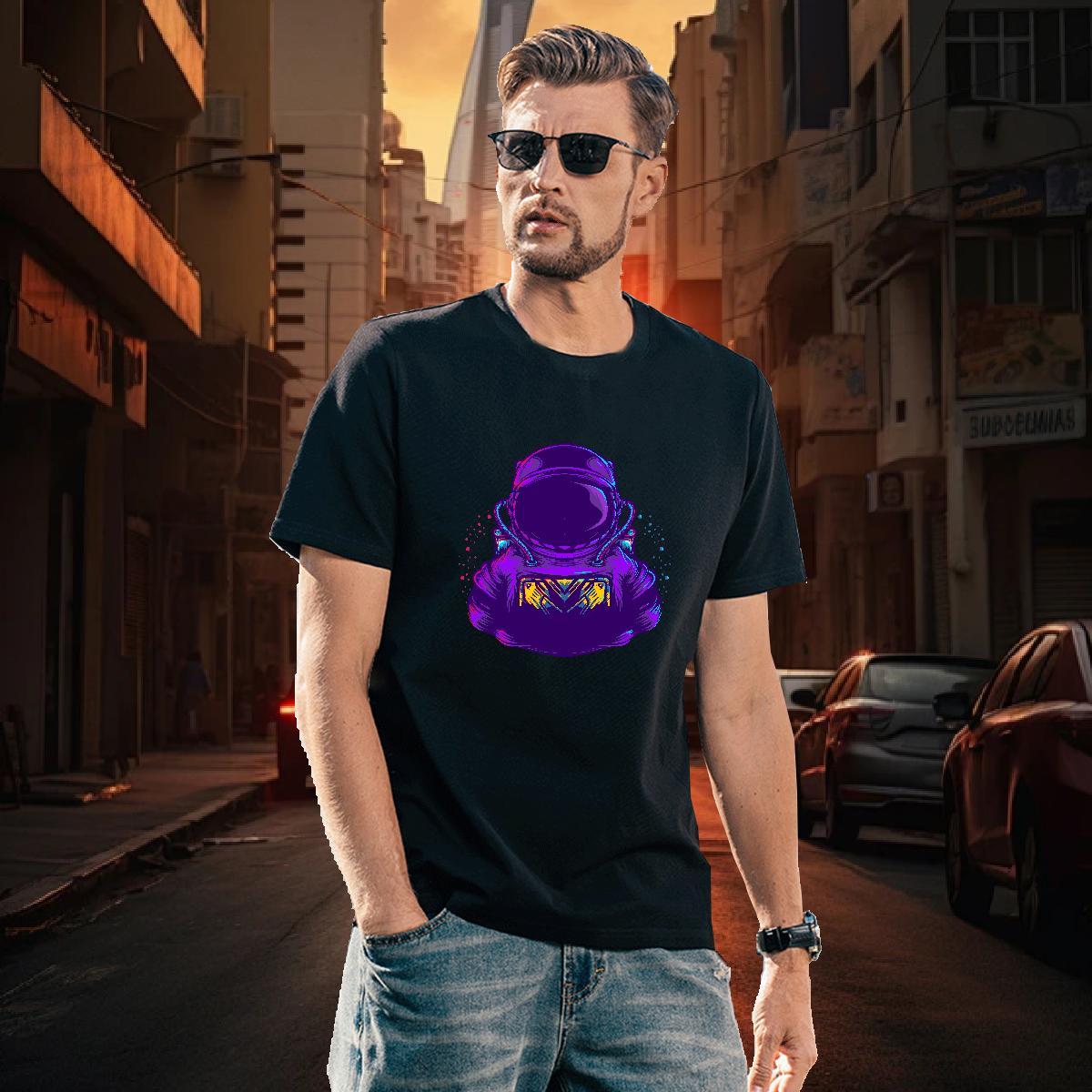 T-Shirts 230g Pure Cotton universe Street Casual Short Sleeve Soft Plus Size Custom Men Tees 2024 Comfortable Wear