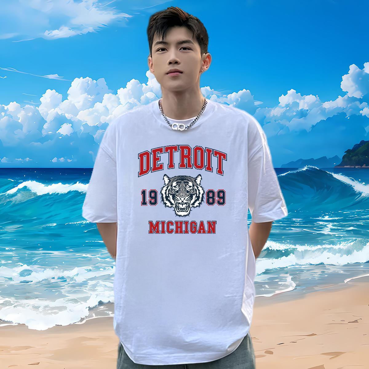 2024 Designer T-Shirts for Men 230g 100% Cotton tiger Casual Tops Shirt Breathable Crew Neck High Quality Tshirts Oversized 3XL 4XL