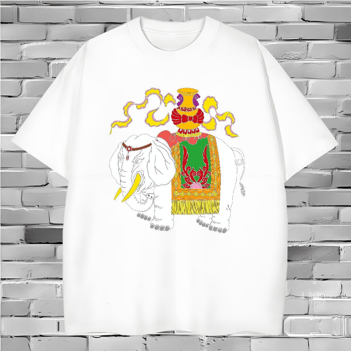 T-Shirts 100% Cotton 230g elephant Outdoor Breathable Short Sleeve DIY Tshirts Stylist Cool Design Tees Shirts