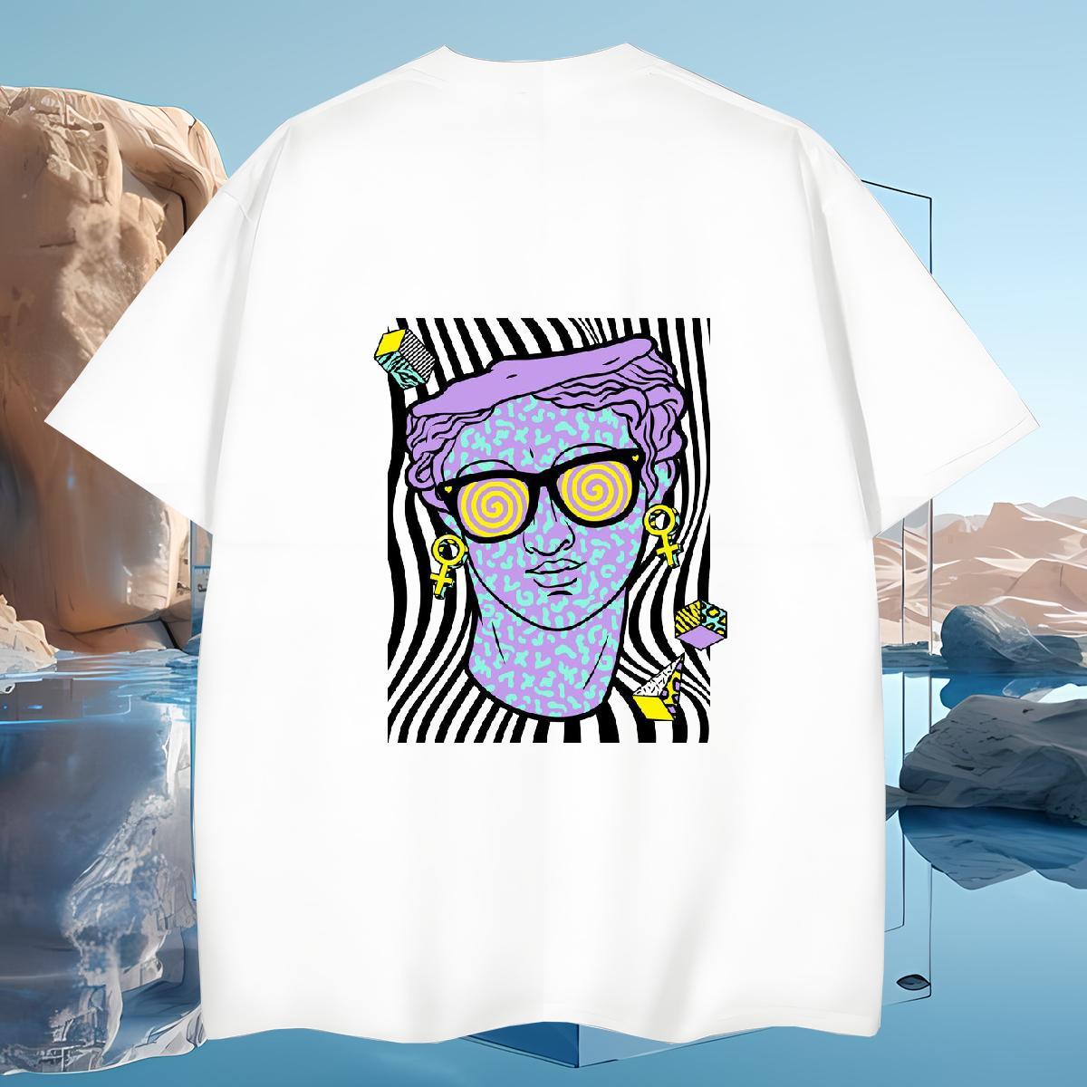 Mens T Shirts 230g 100% Cotton painting Sport Breathable Crew Neck Anime Print Men Tshirts 2024 DIY Brand Polos