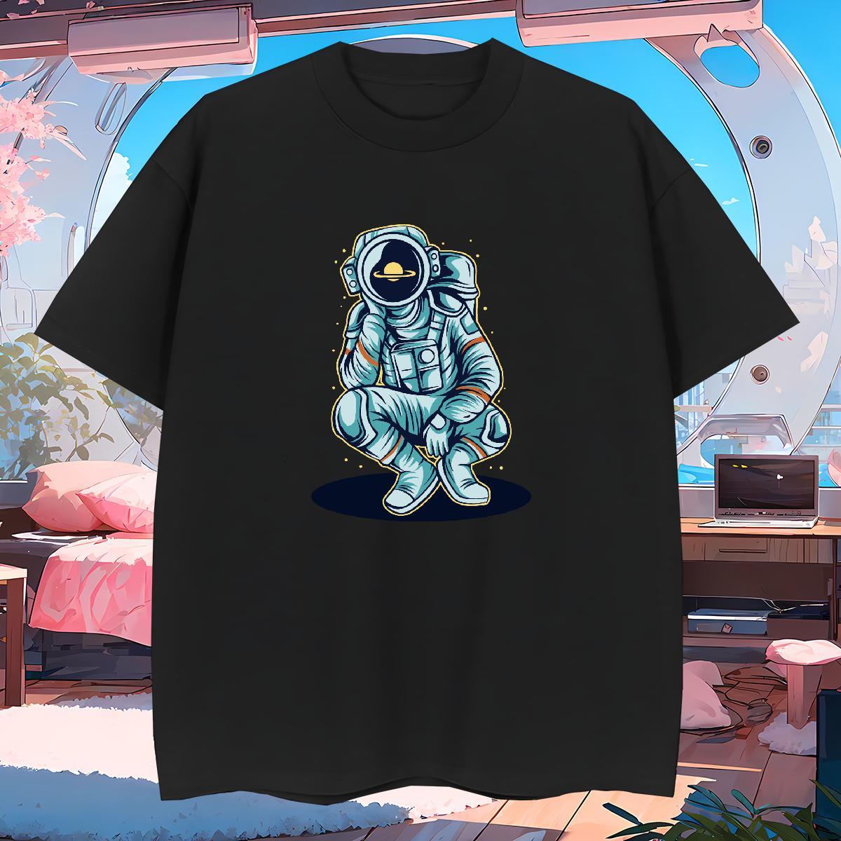 T-Shirts 230g Pure Cotton universe Beach Breathable Short Sleeve DIY Men Clothes T-Shirt Designer Comfortable Tees