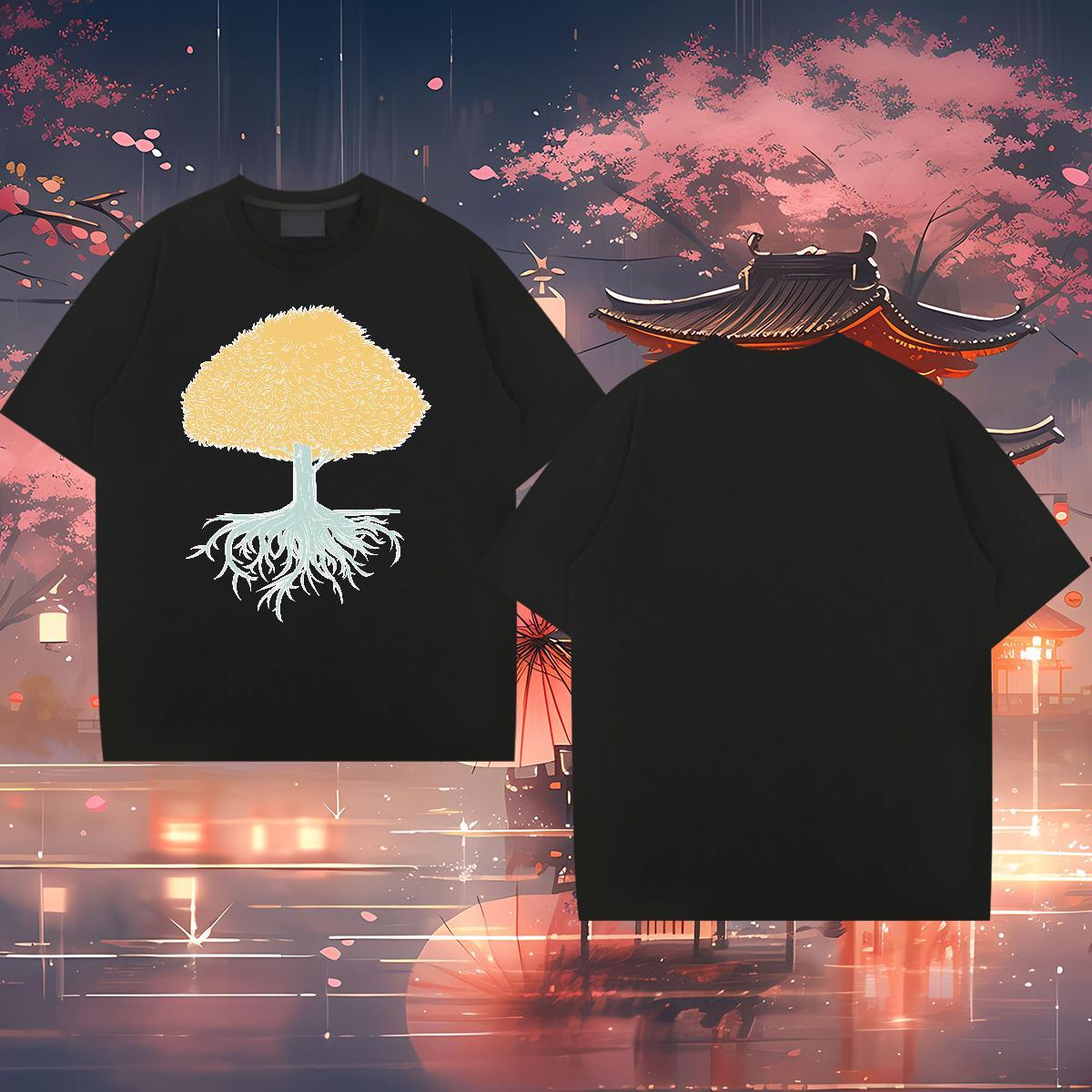 2024 Man T Shirts 230g 100% Cotton tree Daily Outfit Tee Shirt Breathable Soft Comfortable Tshirts Graphic
