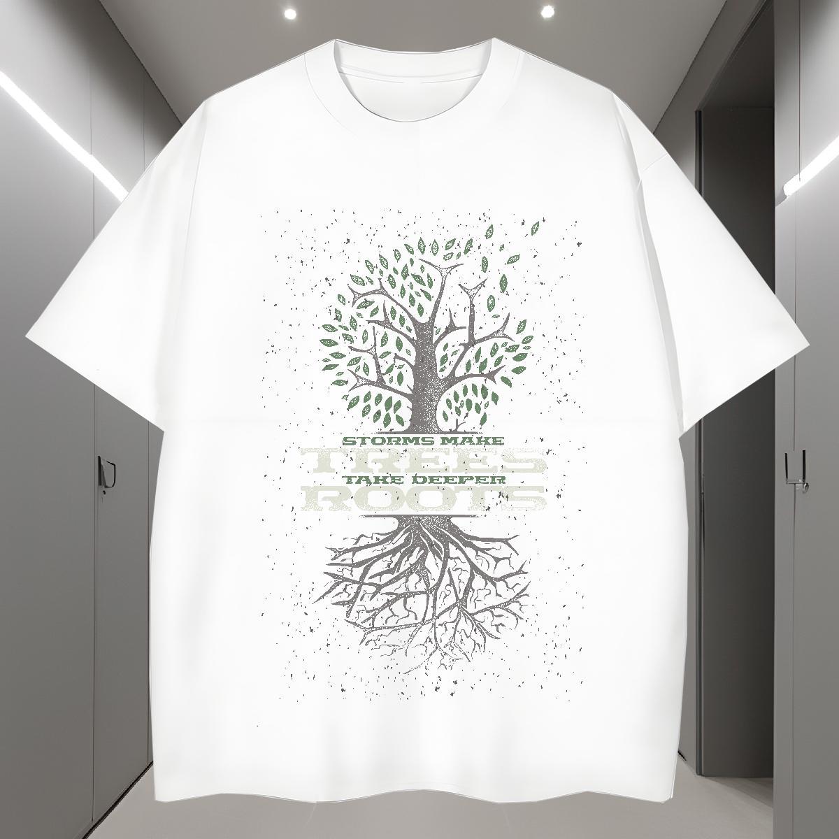 T Shirt For Man 100% Cotton 230g tree Summer Casual Breathable White Plus Size Mens Tshirts 2024 High Quality Polos