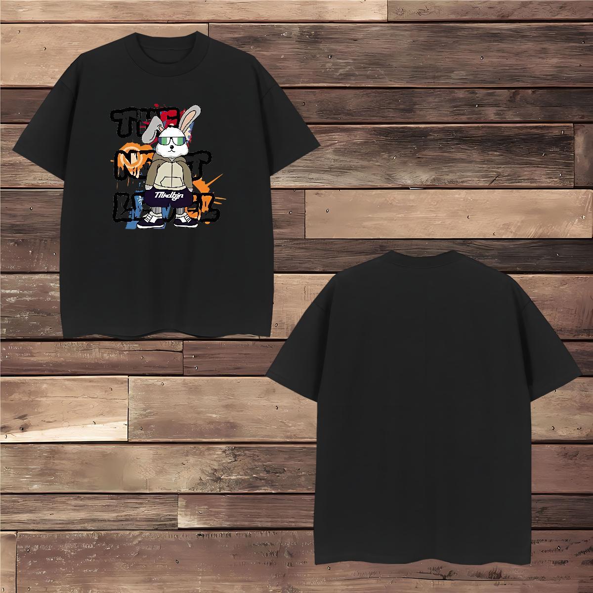 Cool Men Tshirts 230g Pure Cotton rabbit T-Shirts Street Breathable Short Sleeve DIY Anime DIY Customized Clothings