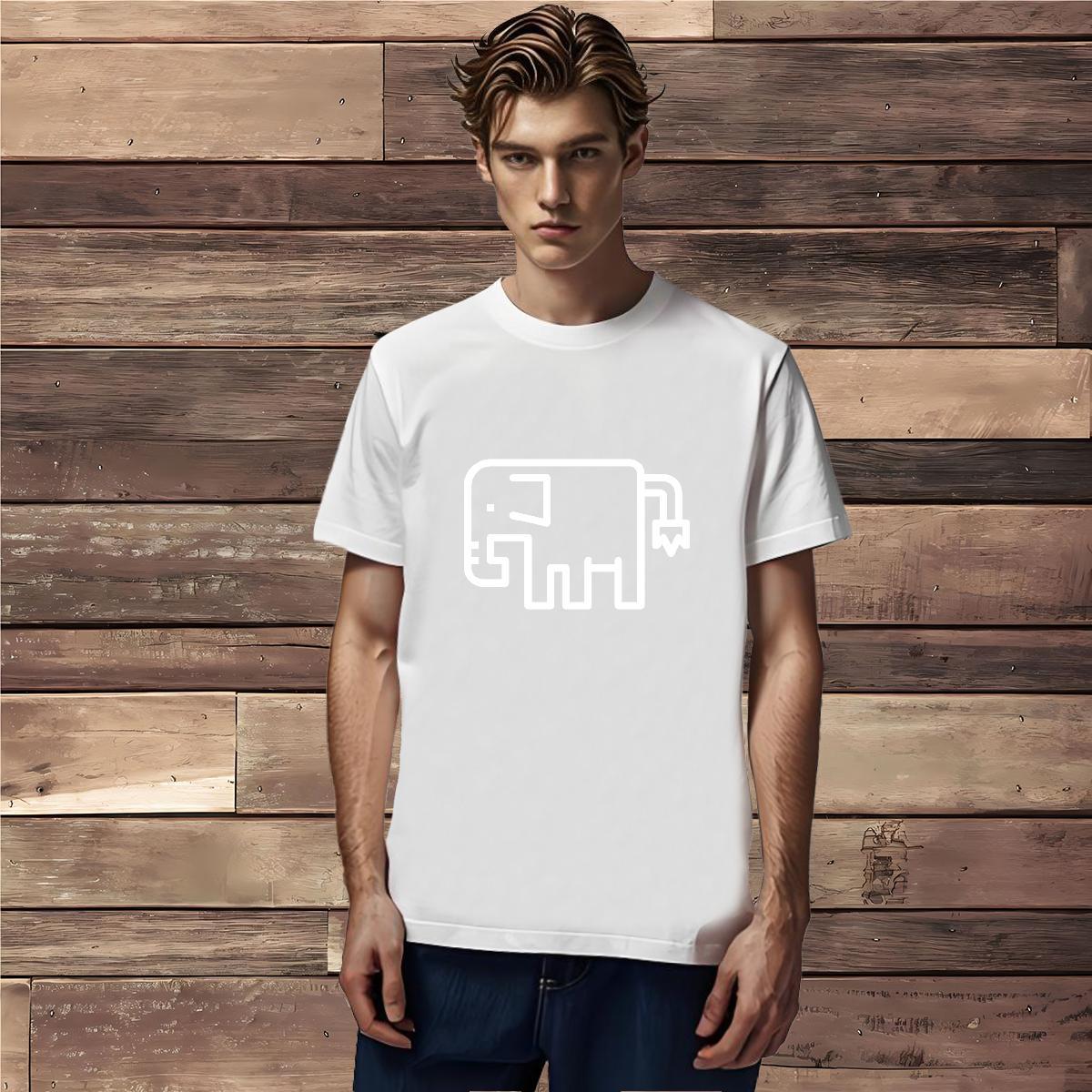 Customized T-Shirts for Men 230g 100% Cotton Elephant Home Outdoor Clothes O Neck Short Sleeves Cool Tshirts Plus Size Custom