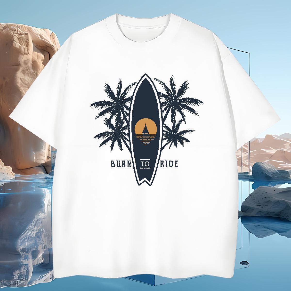 T Shirts Men 230g Pure Cotton sea Street Crew Neck Breathable Oversized 3XL 4XL Mens Tshirts 2024 Cool Design Tops Tees