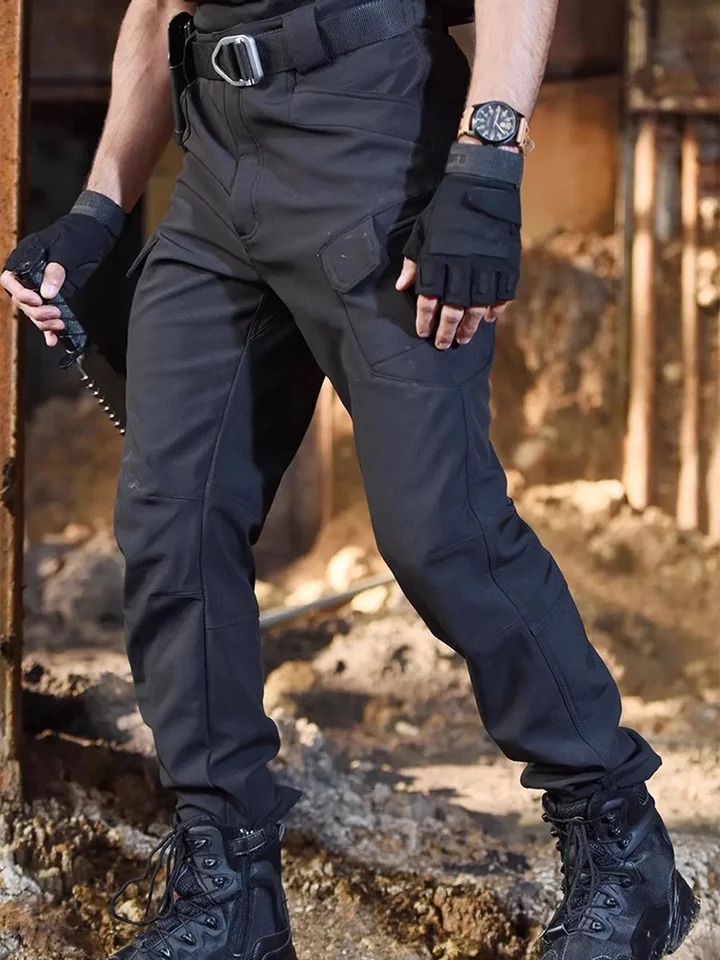 Flap Pocket Mens Fleece Straight Leg Cargo Pants Loose Casual Tactical Work For Hiking Climbing 240806