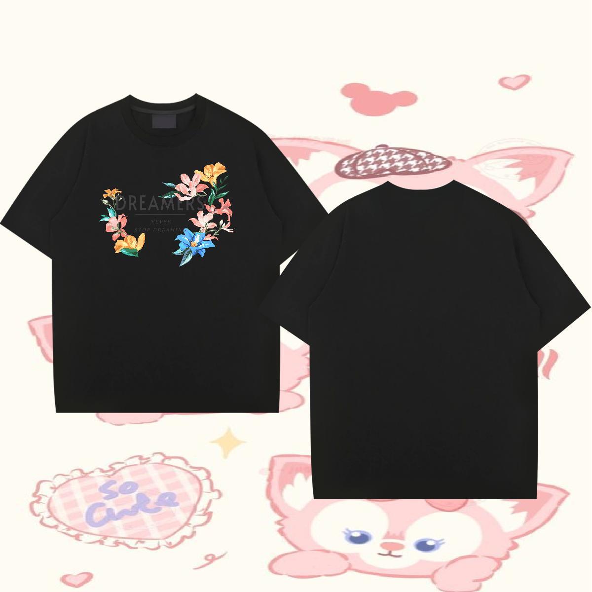 Fashion Design Mens T Shirts 230g 100% Cotton flower Casual Tees Shirts Short Sleeve O-Neck Wholesale Tshirts Custom Printing