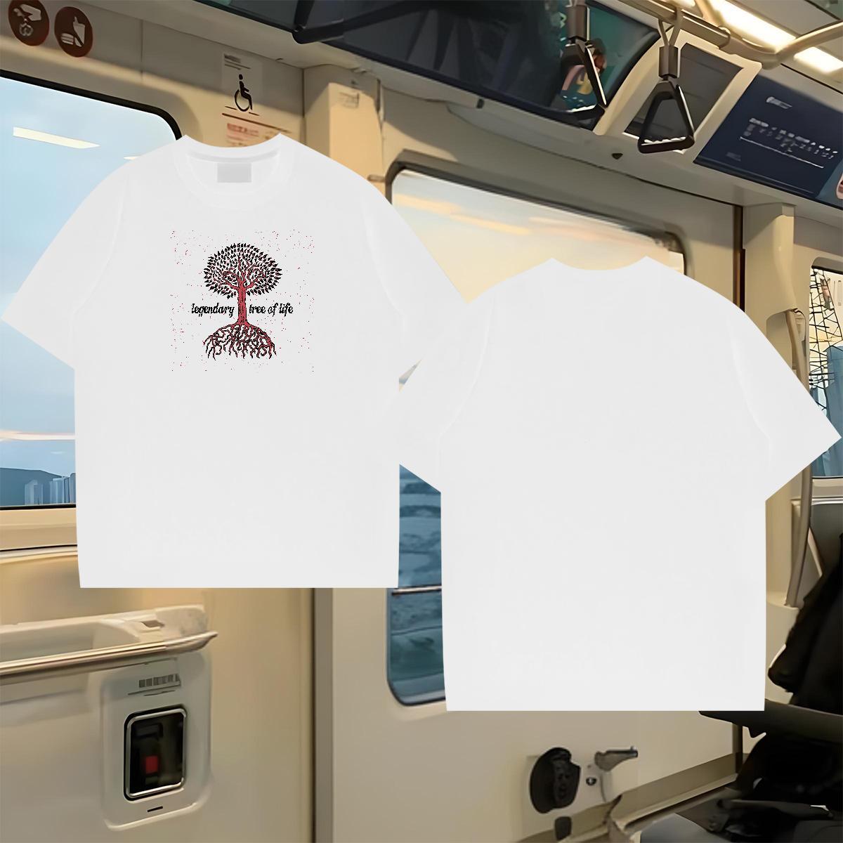 Fashion New Man T Shirts 230g Cotton tree Outdoor Tshirts O-Neck Short Sleeve Designer Men Tshirts Asian Size