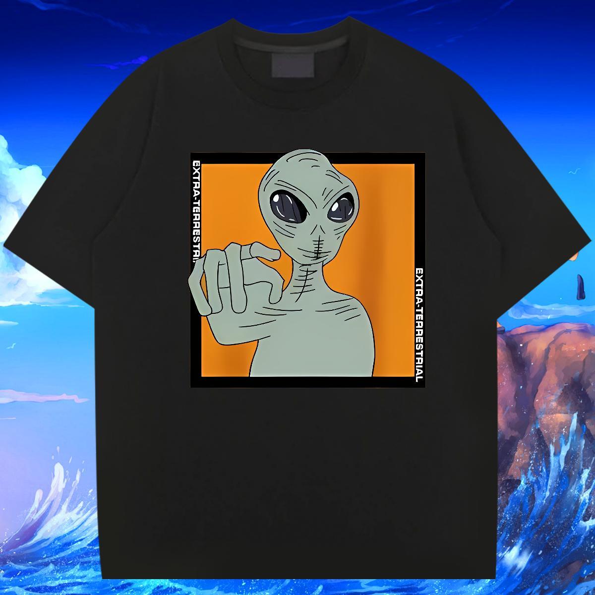 Cool Men Clothes T-Shirt 230g Pure Cotton Daily Outfit ET Custom Print Plus Size Round Neck Short Sleeve 2024 T shirt Tshirts