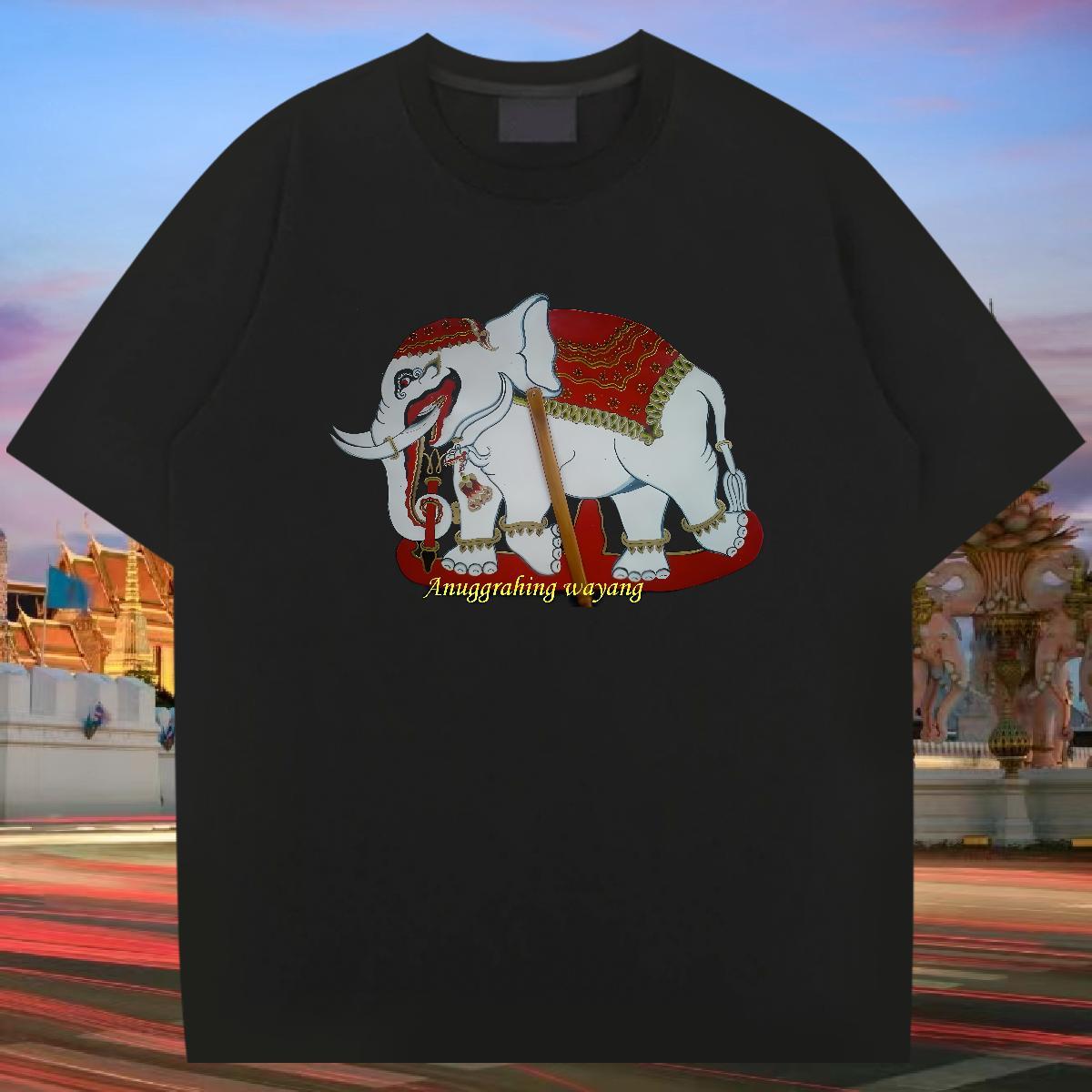 New Mens T Shirts 230g Pure Cotton elephant Daily Wear Polos Breathable Crew Neck Cool Design Tshirts Custom Big Size