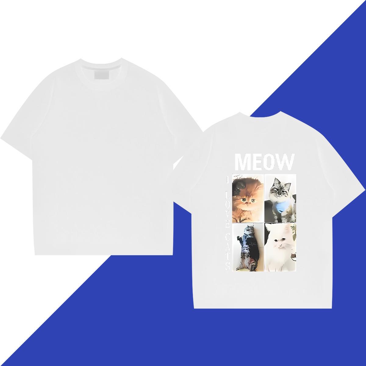 Fashion Casual T Shirt For Man 230g 100% Cotton cat Anime Printing Street Tops O-Neck Short Sleeve Free Shipping Men Tshirts Oversized 3XL 4XL