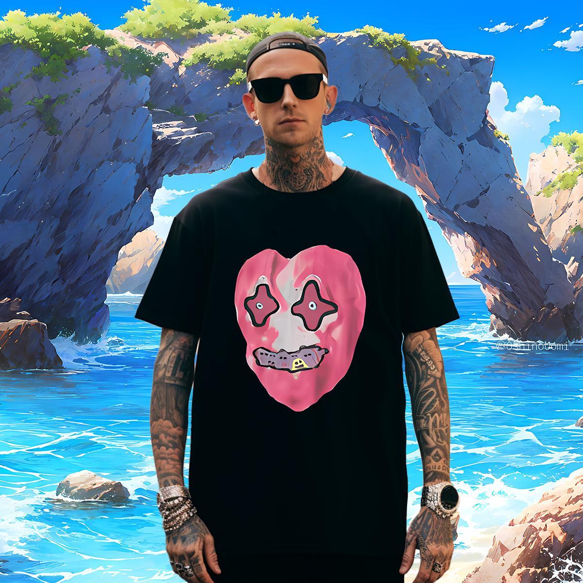 Men T Shirts 230g 100% Cotton heart Daily Wear O Neck Short Sleeves Black Oversized Men Tees Classic Free Shipping Clothes