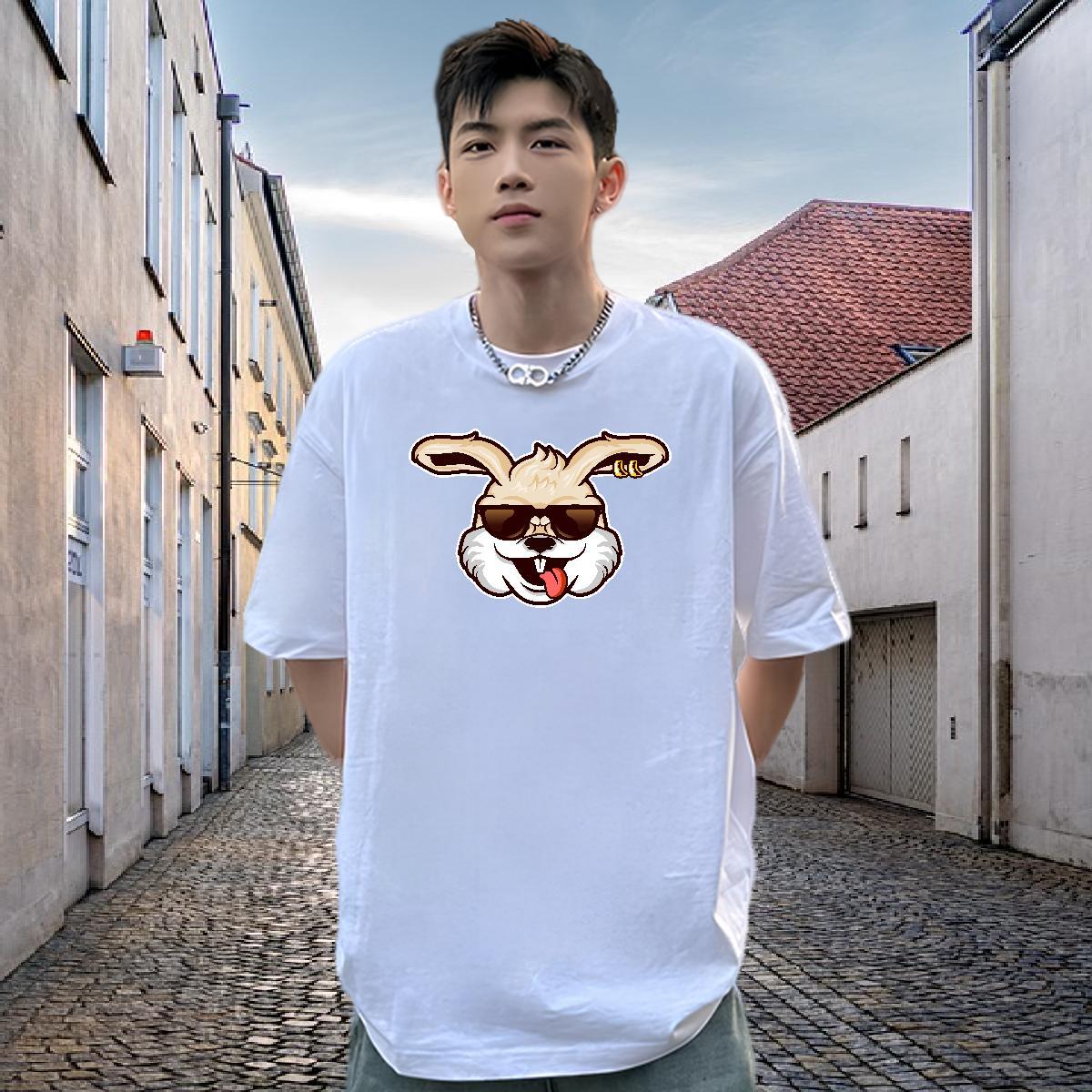 Designer Fashion Man T Shirts 230g Cotton rabbit Street Casual Tees Pure Cotton Brand Tshirts Custom Print Plus Size