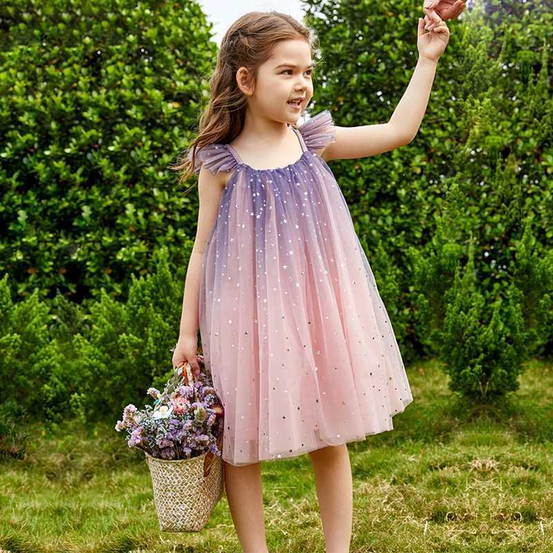 Suspends sequins New Dress for Girl 2024 Summer Sleeveless Tulle Princess Dress 3 6 8 Yrs childrens vacation casual dressW240720