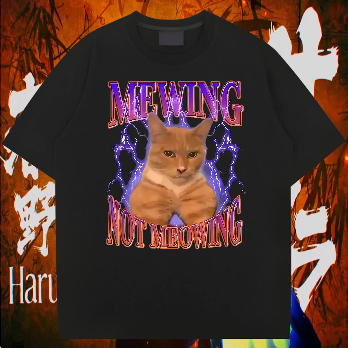 T Shirts Men 100% Cotton 230g cat Daily Outfit Breathable Short Sleeve Cartoon Print Men Tees New Arrival Comfortable Tshirts