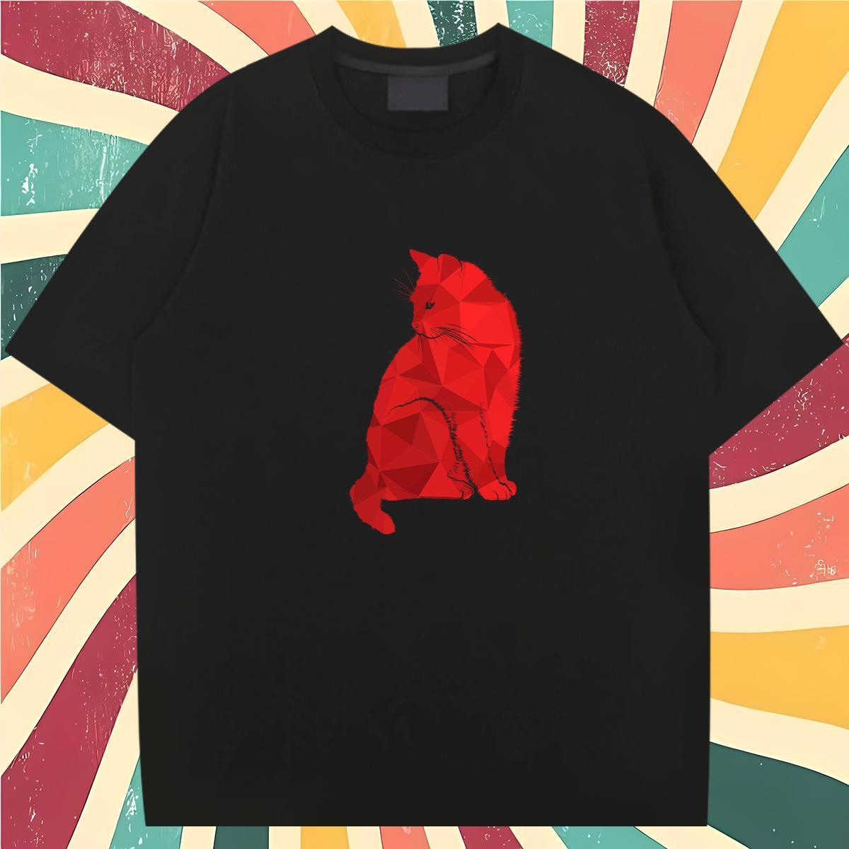 Stylist T-Shirts for Men 230g Cotton cat Casual Beach Tshirts Crew Neck Designer Tshirt for Man Woman Custom Cartoon