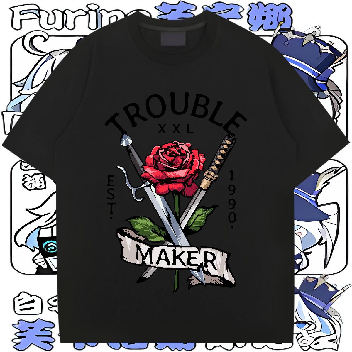 DIY Customized T Shirts Men 230g 100% Cotton rose Street Casual Tshirts Breathable Soft High Quality Tshirt for Man Woman Cartoon Printing L-4XL