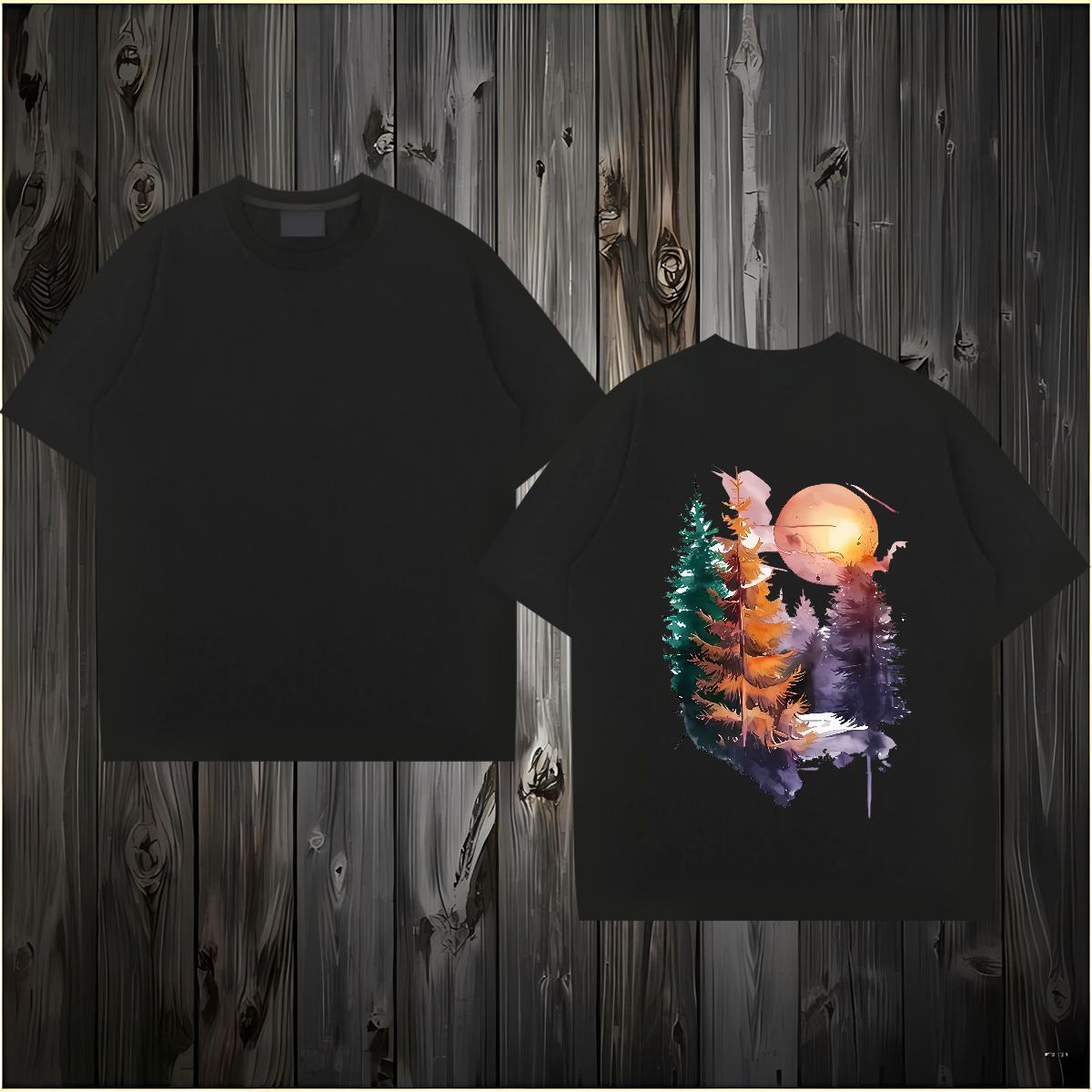 Fashion Casual T-Shirts 230g Pure Cotton tree Hip Hop Tops Shirt Short Sleeve Soft Loose Tshirt for Man Woman Anime