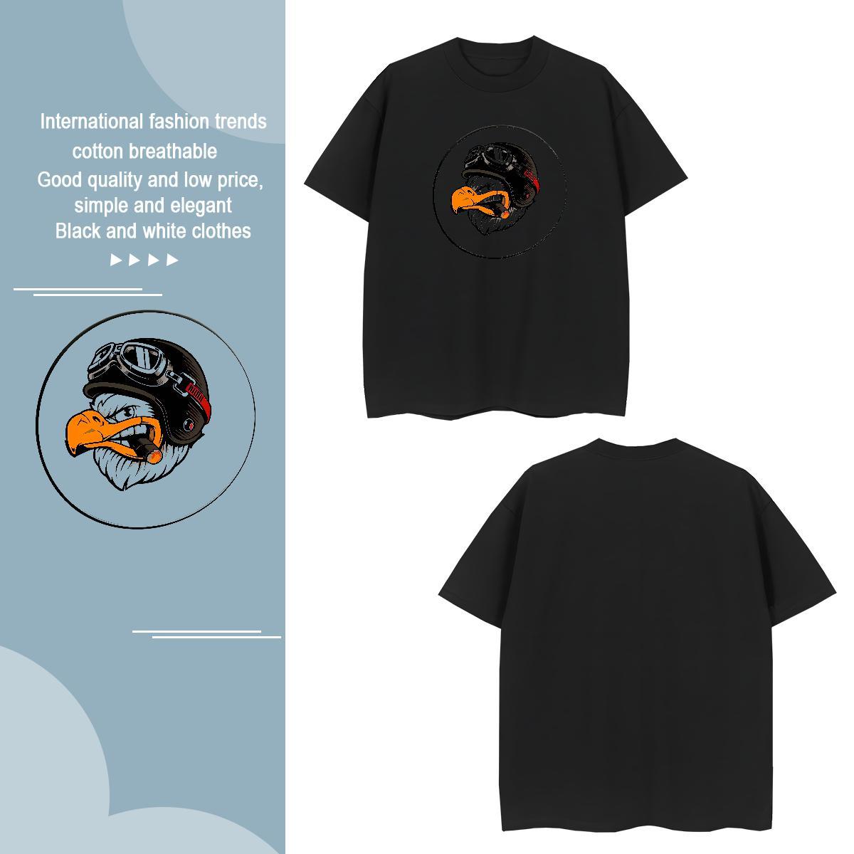 Unisex Couples T Shirts 230g 100% Cotton eagle T-Shirts Casual Daily Wear Crew Neck Breathable Asian Size Wholesale Tees