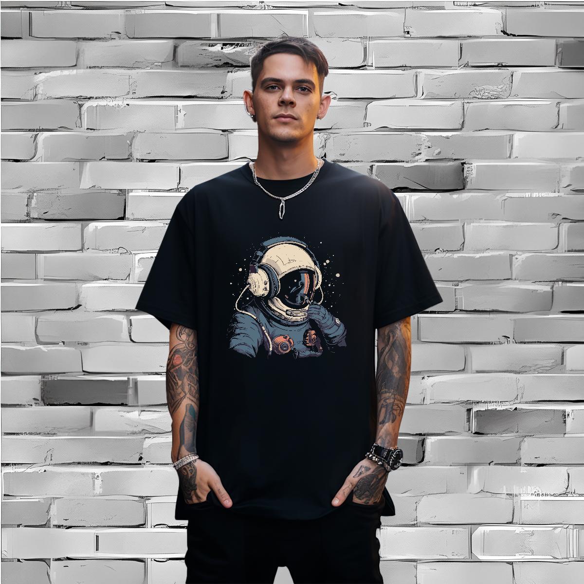 T Shirts Men 230g Cotton cosmonaut Home Outdoor Breathable Short Sleeve Custom Big Size Couples T Shirts Brand Wholesale Clothings