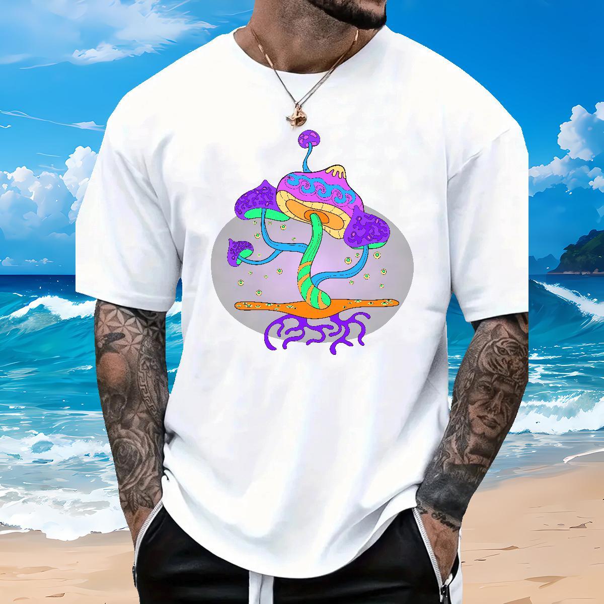 Customized T shirt 230g Cotton mushroom Sport Wear Breathable Short Sleeve Soft Tshirts Cartoon Print