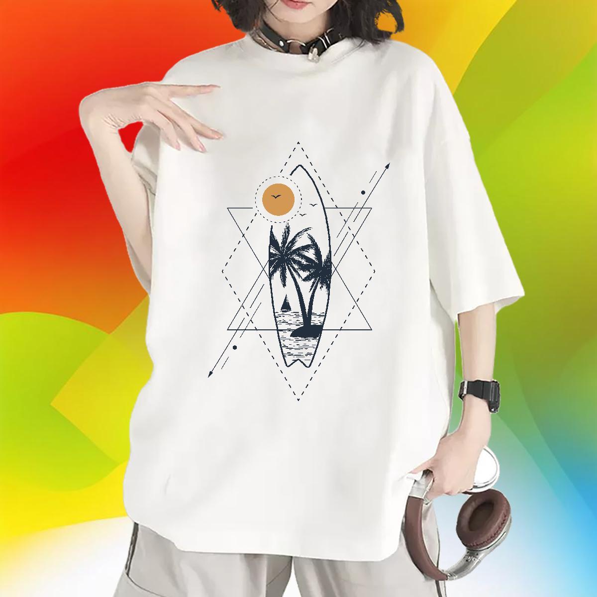 High quality T-Shirts for Women O-Neck Short Sleeve Woman Tshirt Custom Printing tree Sports Street Wear 230g 100% Cotton 2024 Casual Top Tees