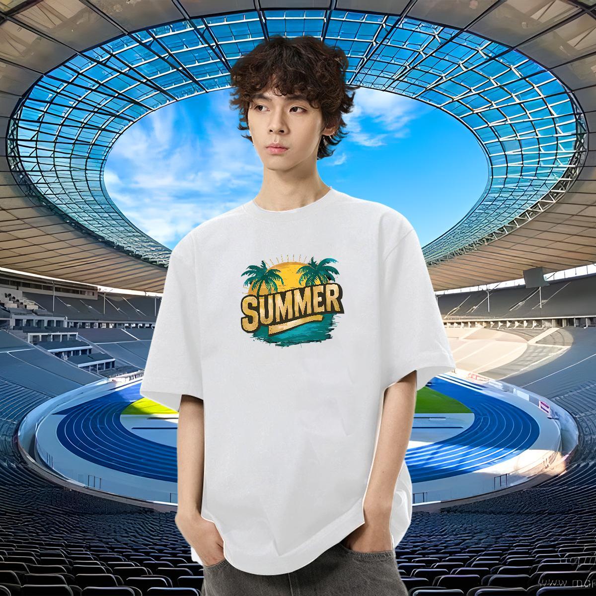 Classic Mens Tshirts 230g 100% Cotton Hip Hop Street beach Black Oversized Crew Neck DIY Customized Mens T Shirts Top Tees