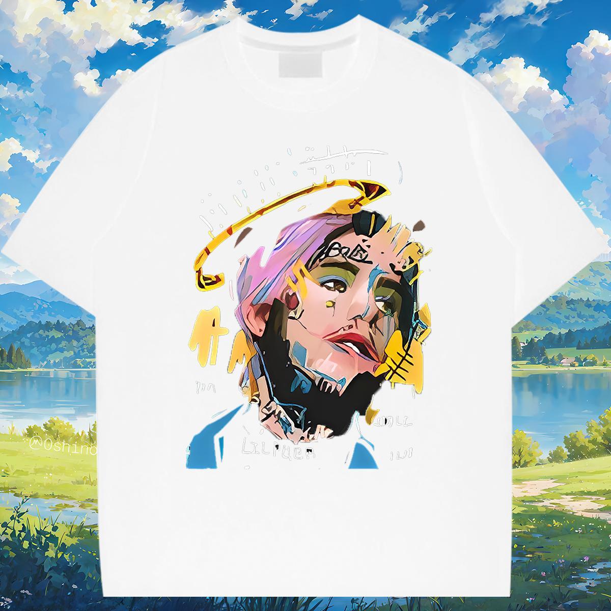 T Shirts Men 230g Pure Cotton portrait Hip Hop Street Breathable Crew Neck Plus Size Cartoon Men Tops Tees Free Shipping Cool Clothes