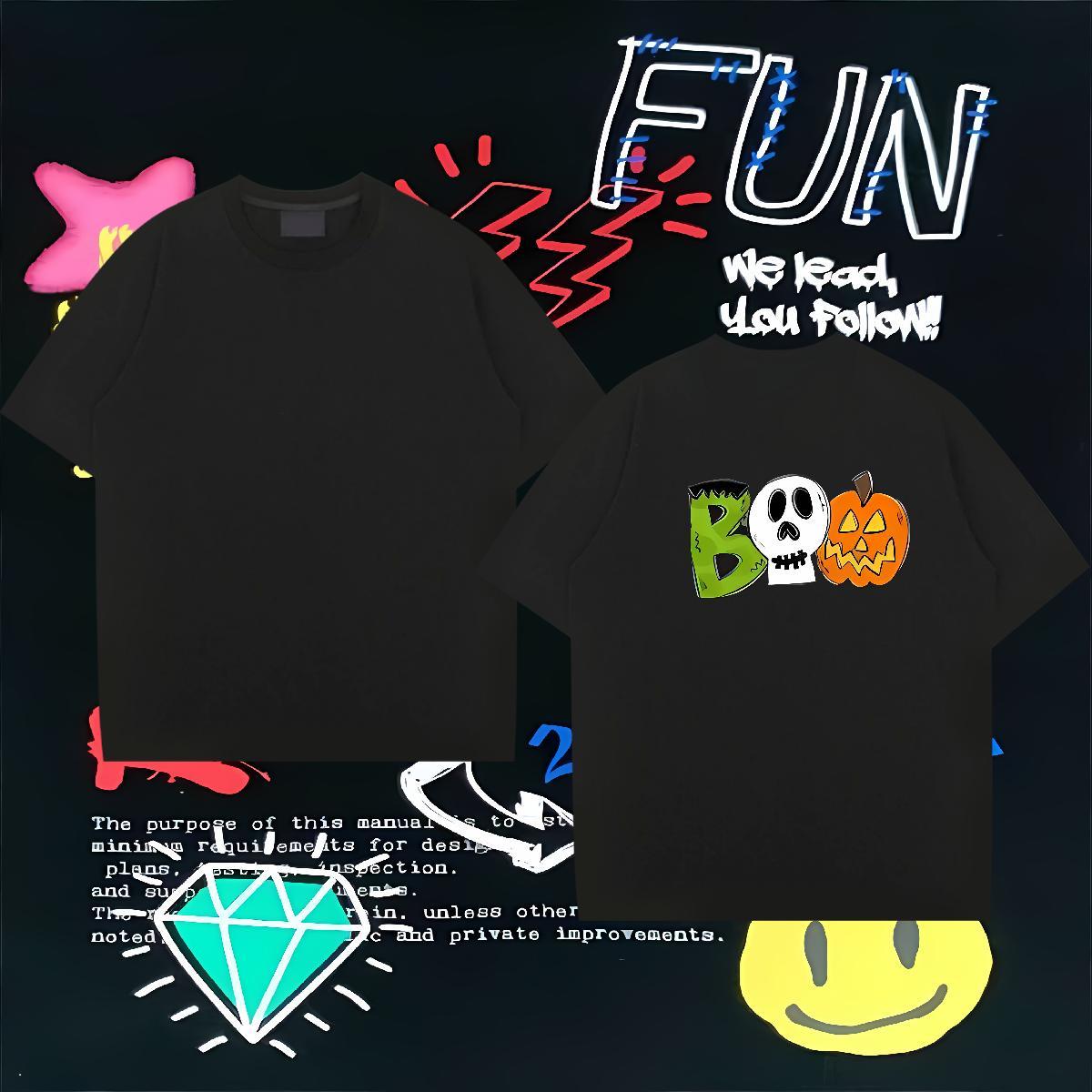 2024 DIY Mens T Shirts 230g Cotton halloween Outdoor Clothes Round Neck Short Sleeve Cool Design Men Clothes T-Shirt Custom Anime