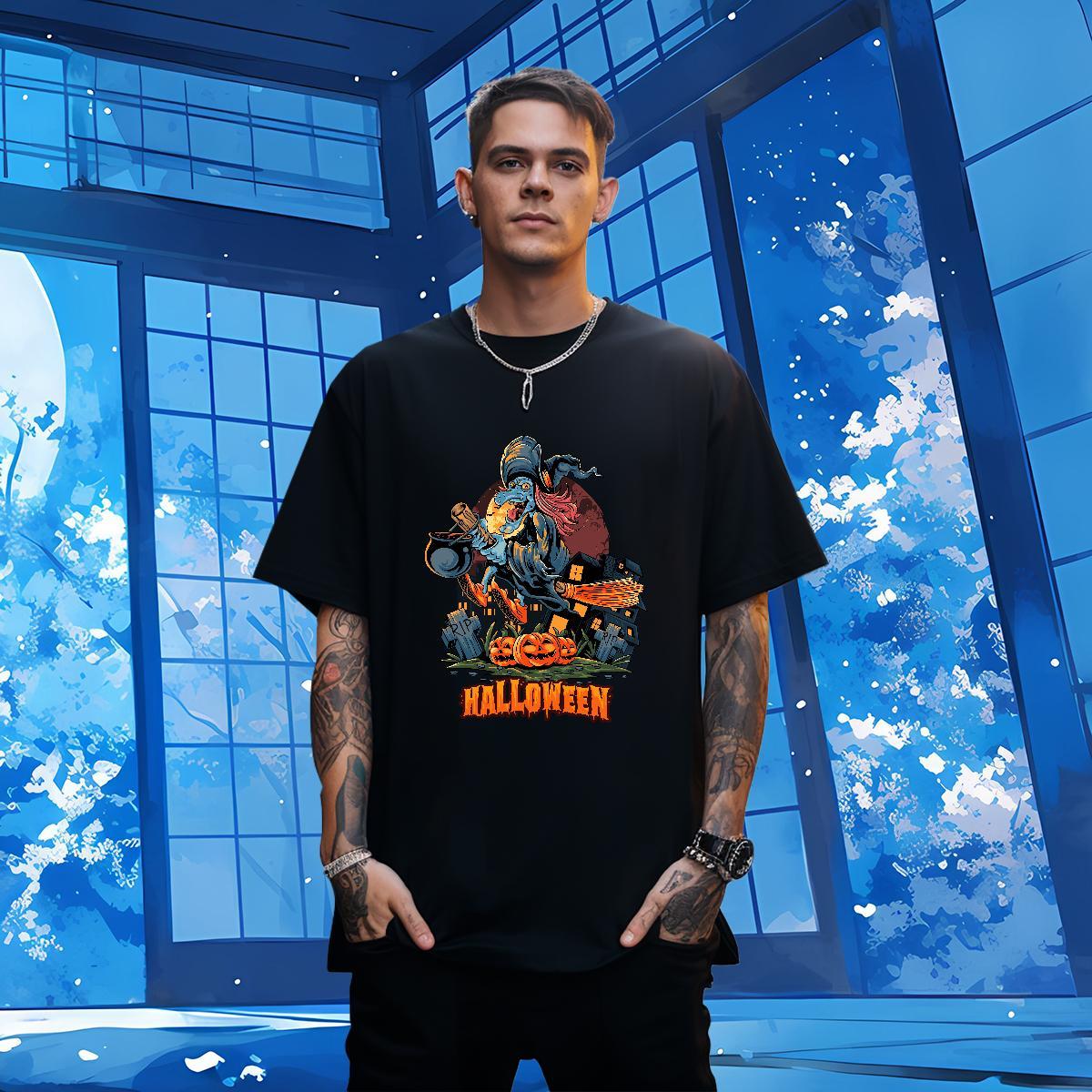 Mens T Shirts 100% Cotton 230g pumpkin Hip Hop Breathable Short Sleeve Black White Men Clothes T-Shirt Fashion Casual High Quality Tops